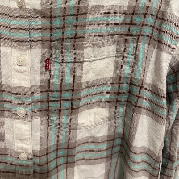 Levi’s Davy Plaid Flannel Button Down Long Sleeve Shirt Size Small Women’s - Picture 6 of 12